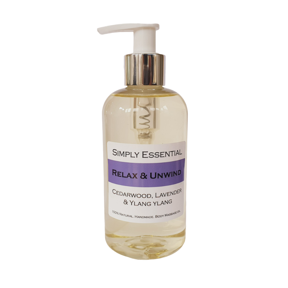 RELAX & UNWIND MASSAGE OIL with Cedarwood, Lavender & Ylang ylang 250ml