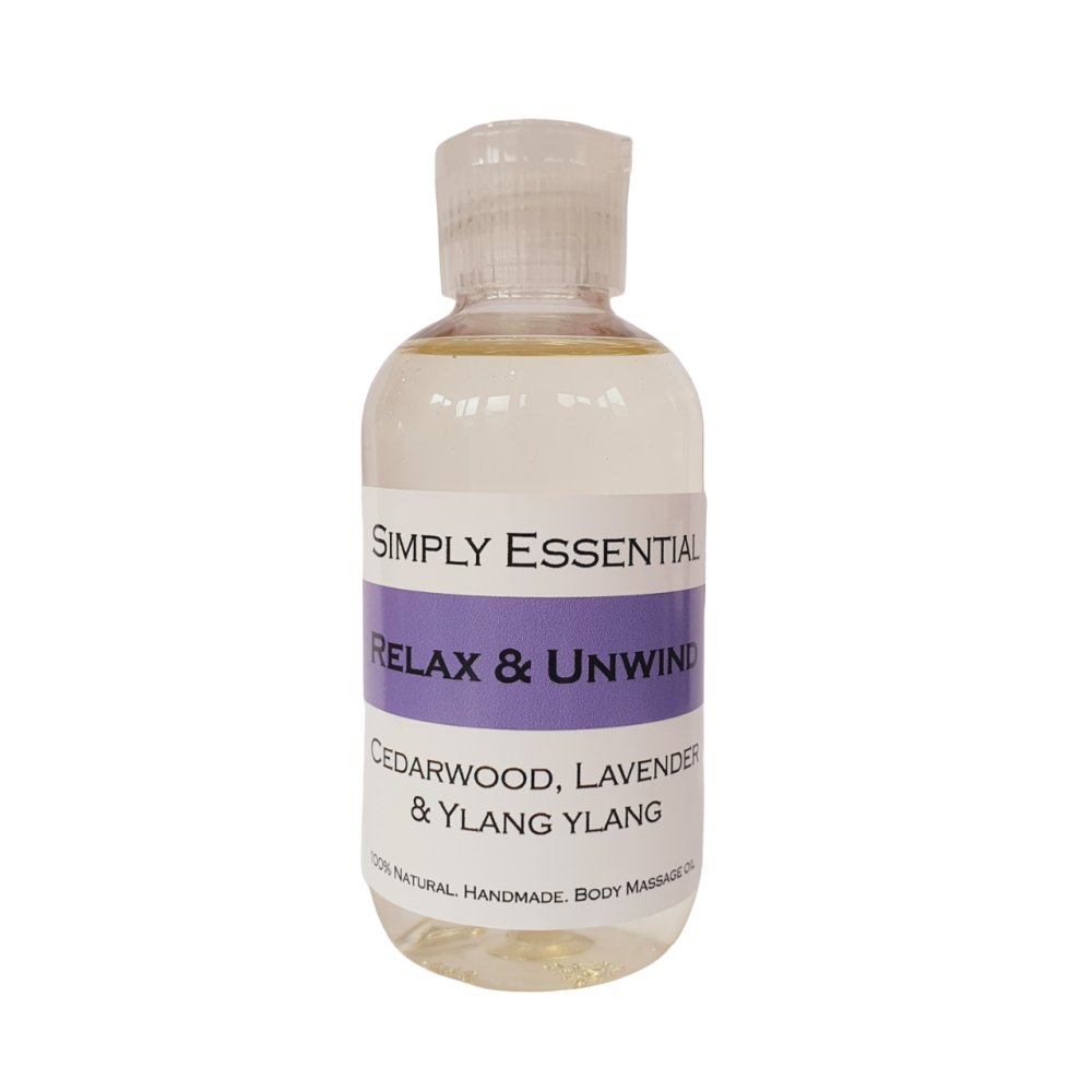 RELAX & UNWIND MASSAGE OIL with Cedarwood, Lavender & Ylang ylang 100ml