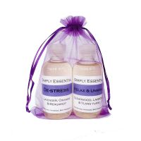 Relaxing Massage oil Relax and Unwind & De-stress blends - Purple Gift bag