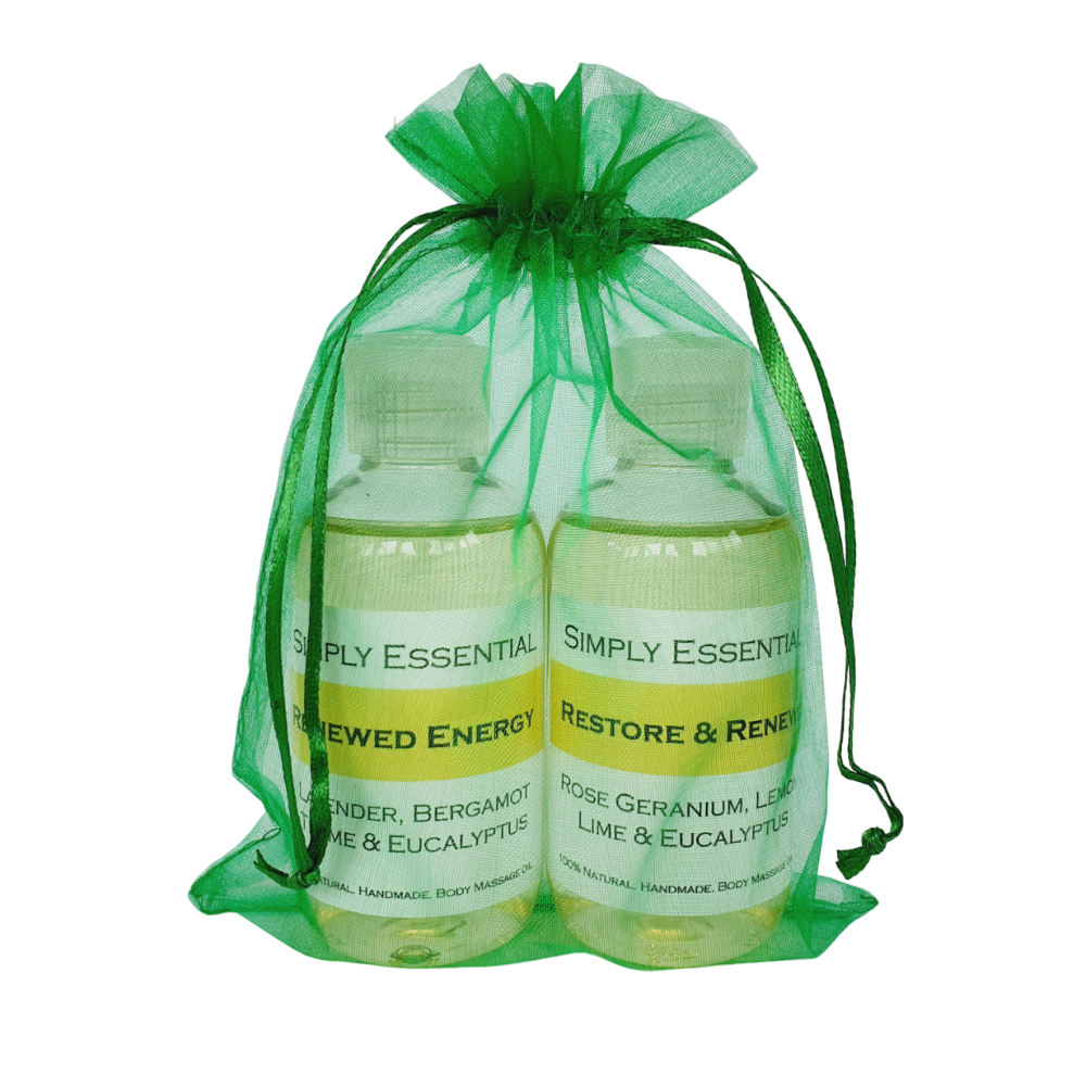 Renewed Energy & Restore Massage oil gift set - Black gift bag