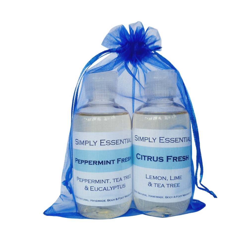 Refreshing Foot and Body Massage oil Gift set - Blue bag