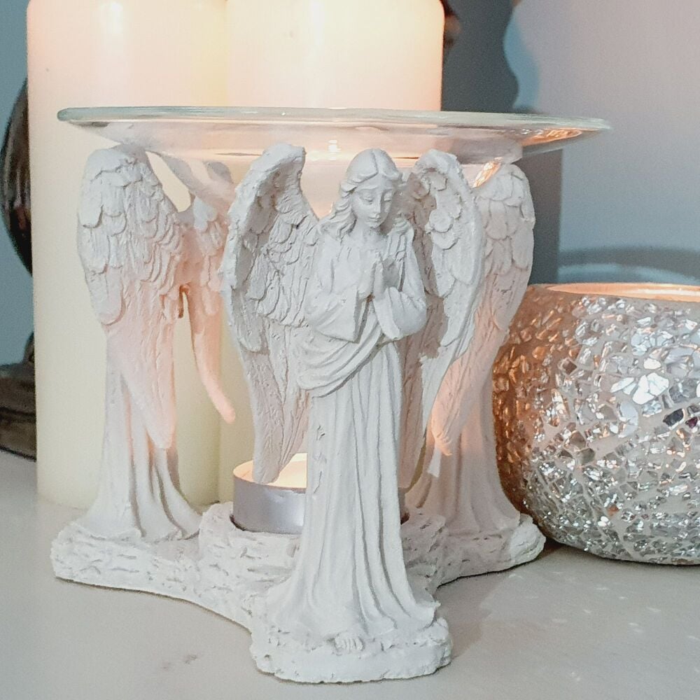 Praying Angels oil burner with glass dish