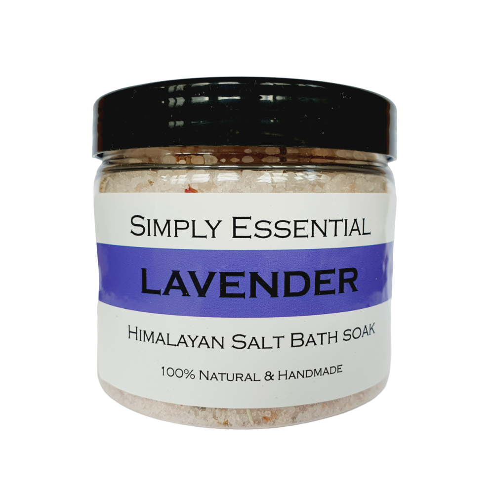 LAVENDER Bath salts with Pink Himalayan salt and Lavender flower buds 225g