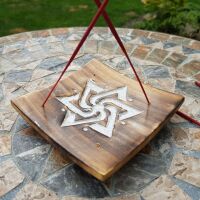 Square Wooden Incense Stick Holder with White washed Star design
