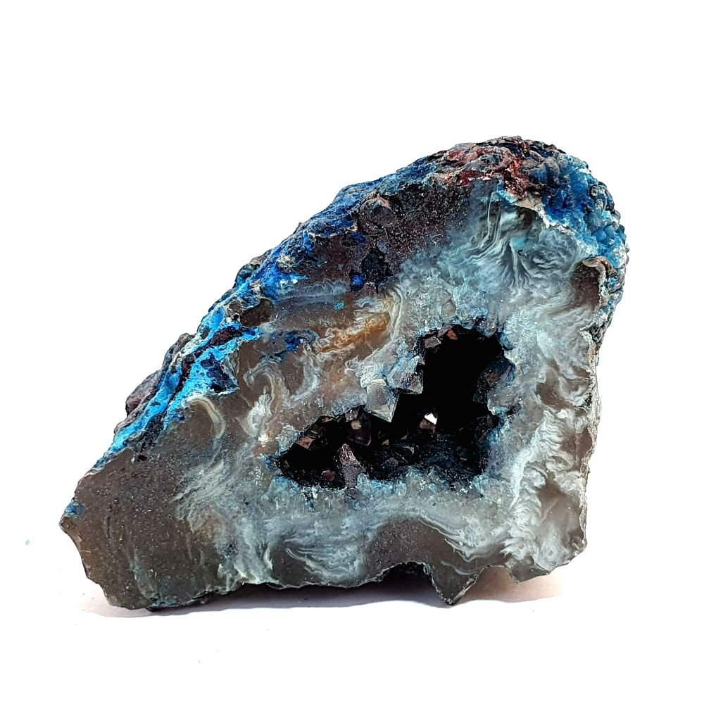 Polished Teal Blue Half Agate Geode Crystal 58g 5cm x 3.5cm