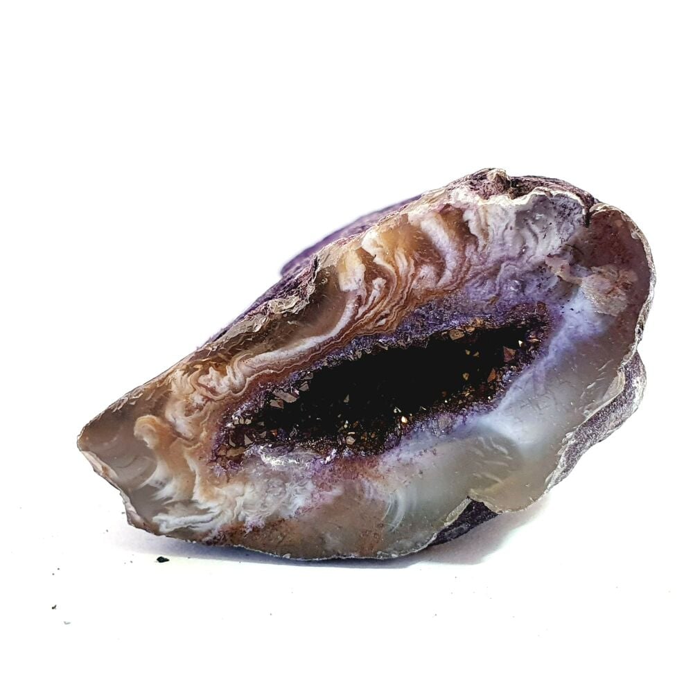 Polished Purple Half Agate Geode Crystal 46g 4cm x 2cm