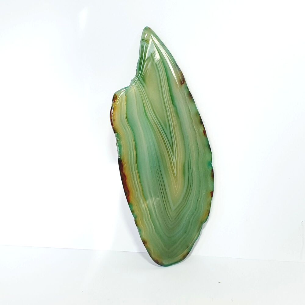 Polished Green Agate Crystal Slice