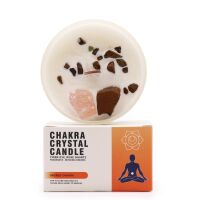 Sacral Chakra Candle with Tiger Eye and Rose Quartz