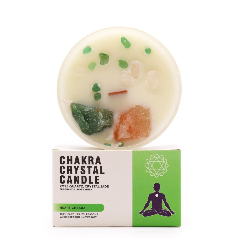 Heart Chakra Candle: Love and Emotional Well-being with Rose Quartz & Crystal Jade