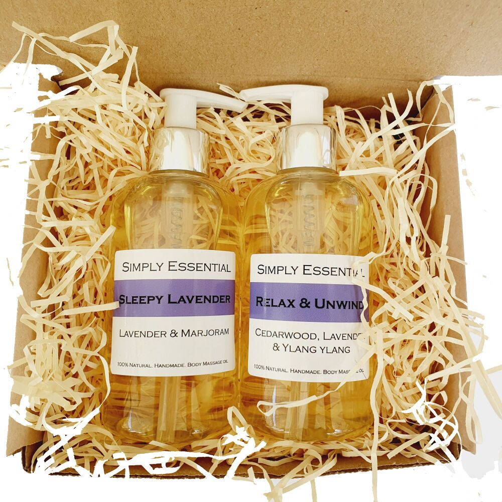 Relaxing Massage oil gift set box  Relax and Unwind & Sleepy Lavender