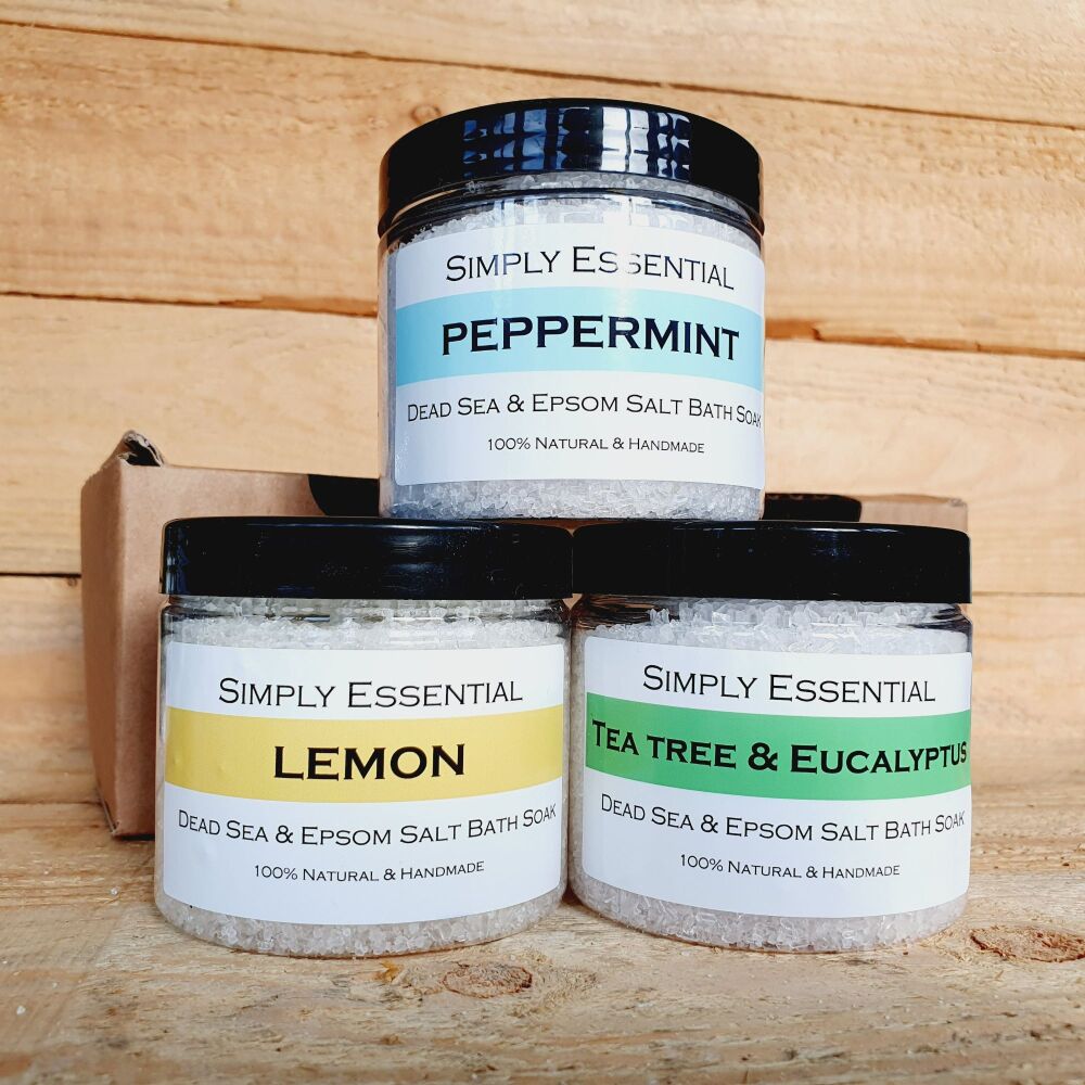 Bath Salts Gift set box - Peppermint, Tea tree & Eucalyptus and Lemon