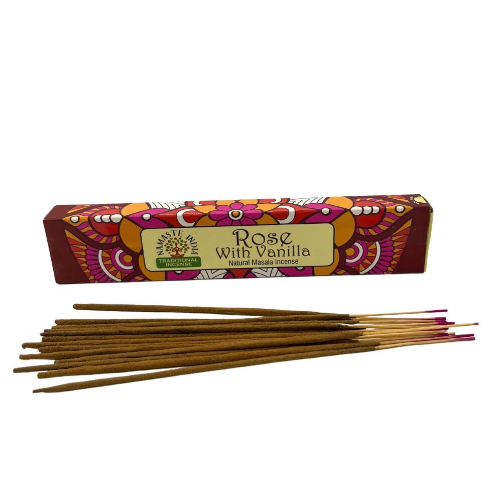 Namasta Rose with Vanilla hand rolled Masala incense sticks