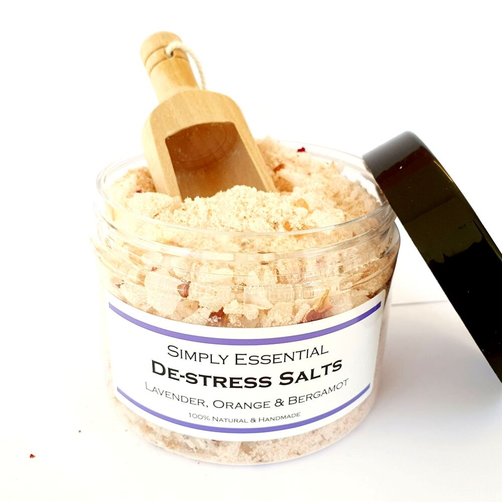 Large De-Stress salts with Lavender, Orange & Bergamot 500g