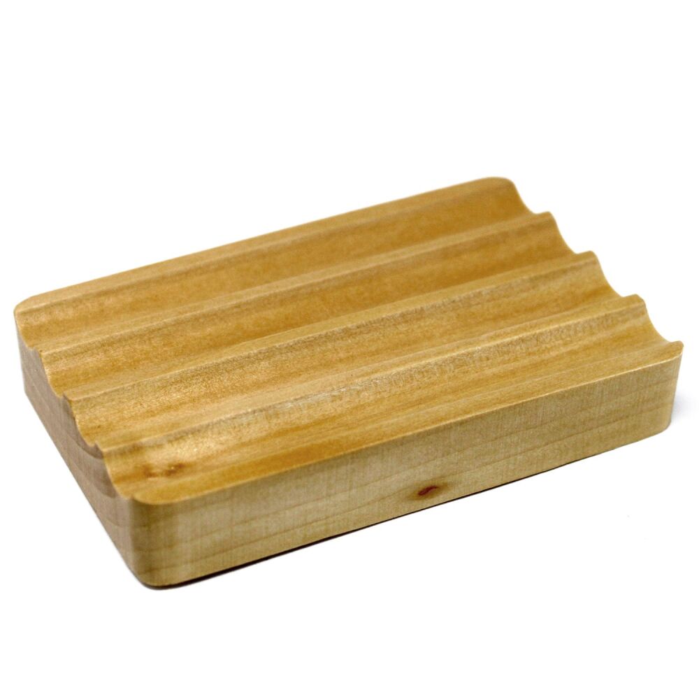 Hemu Wood Soap Dish - Grooved