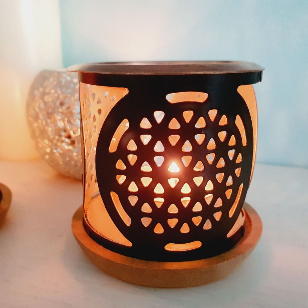 Aromafume incense diffuser with Wooden coaster - Flower of Life