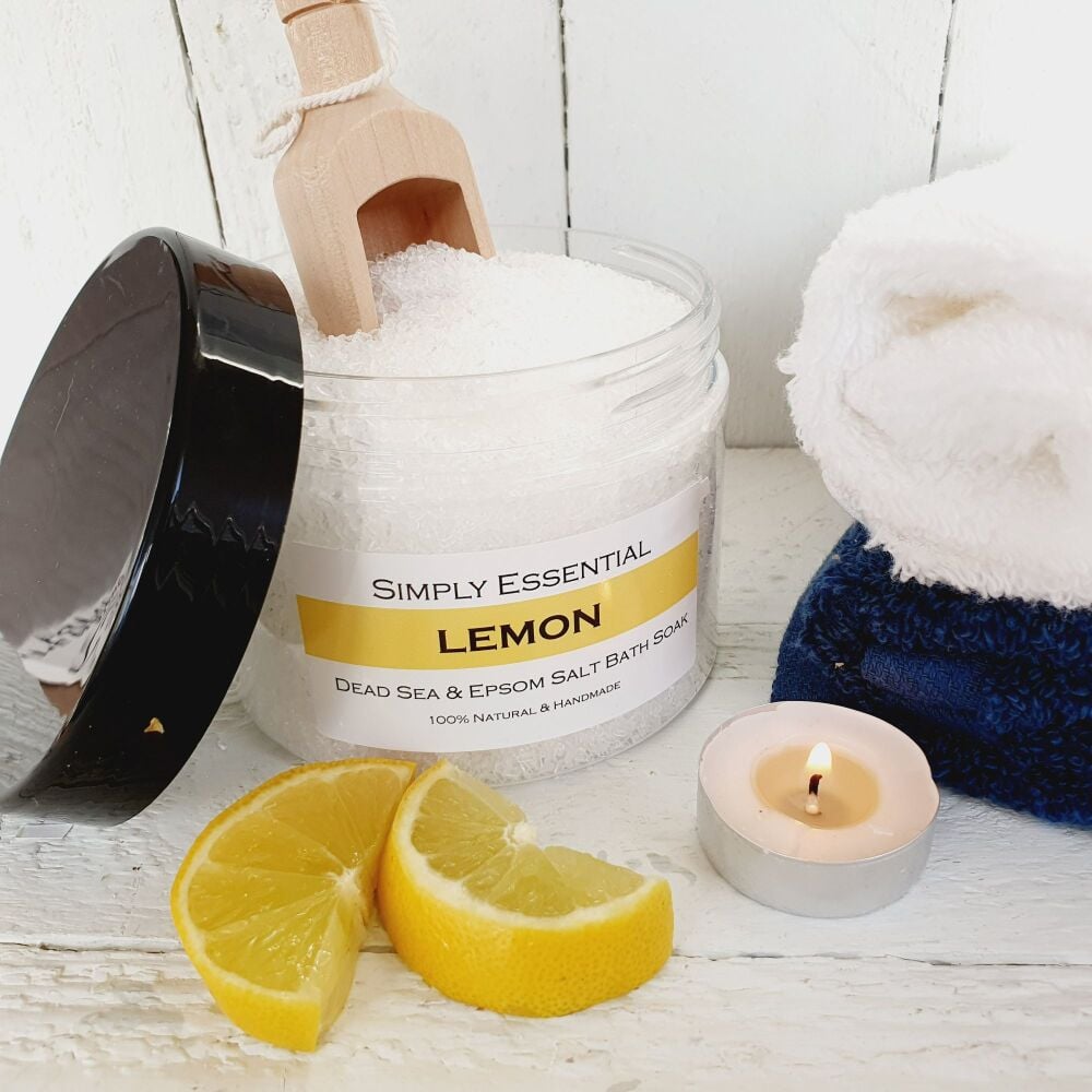 LEMON Bath Salts with Dead Sea & Epsom salts with Scoop 500g LARGE