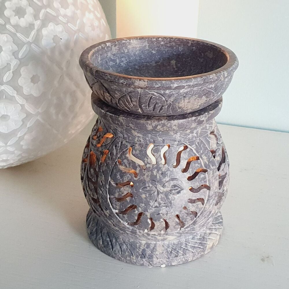 Sun Soapstone Oil Burner - Grey