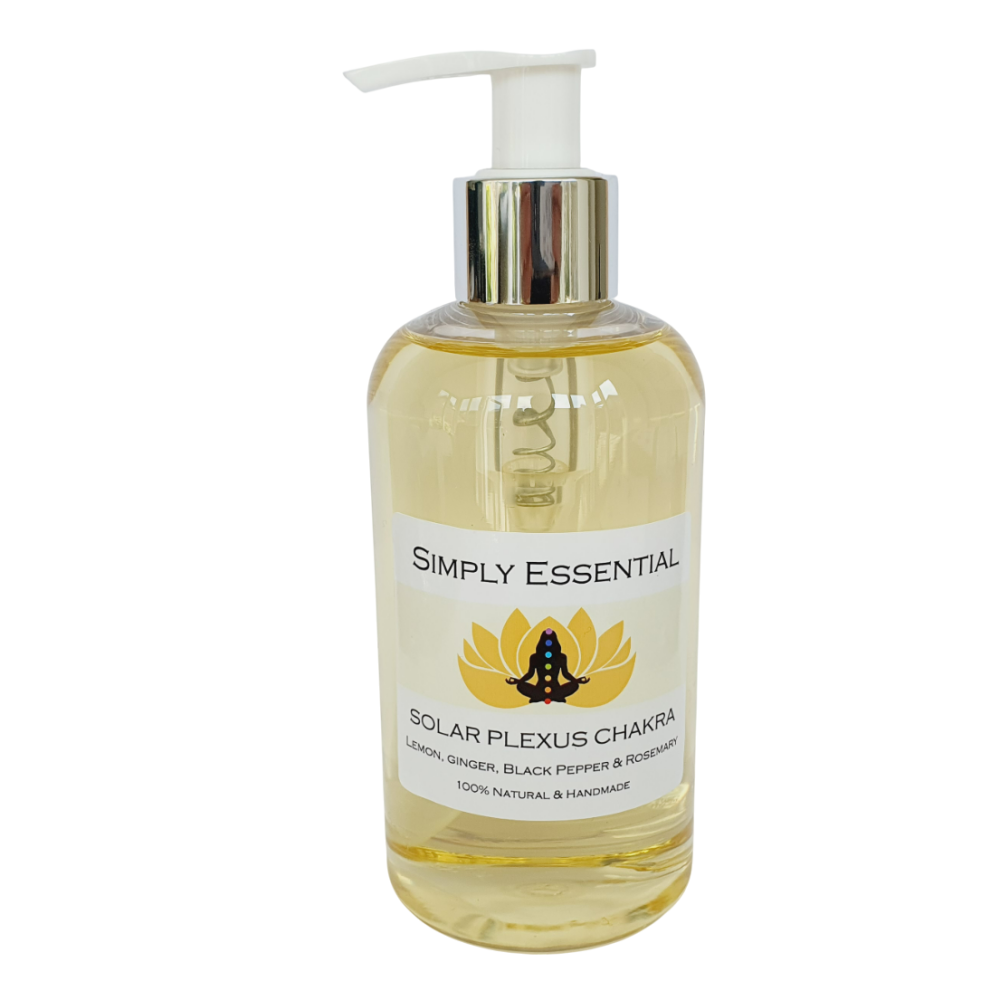 SOLAR PLEXUS CHAKRA MASSAGE OIL with Lemon, Ginger, Black Pepper and Rosemary 250ml