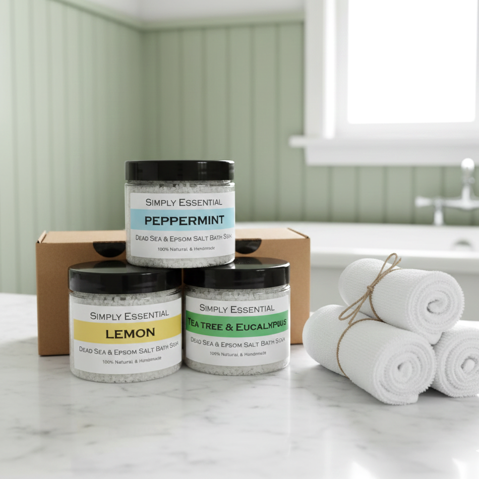 Bath Salts Gift set box - Peppermint, Tea tree & Eucalyptus and Lemon