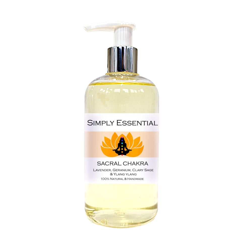 SACRAL CHAKRA MASSAGE OIL with Lavender, Geranium, Clary sage and Ylang yla