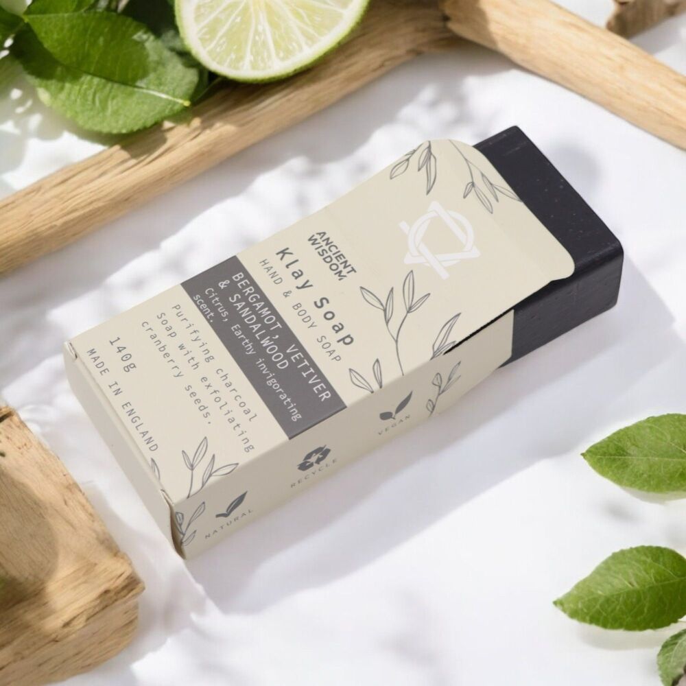 Clay Soap Bar 140g - Detoxifying & Exfoliating Bergamot & Sandalwood