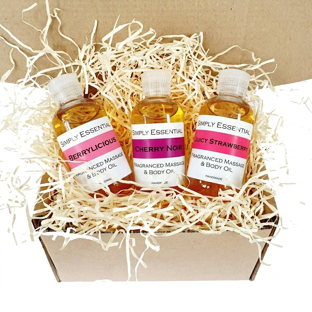 Berry Massage oil Gift set box of 3 blends