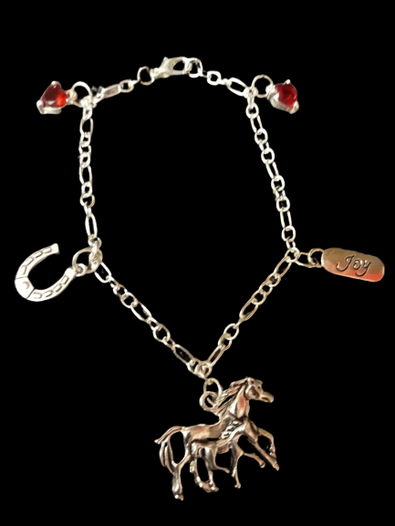 Lovely handcrafted horse and foal charm bracelet