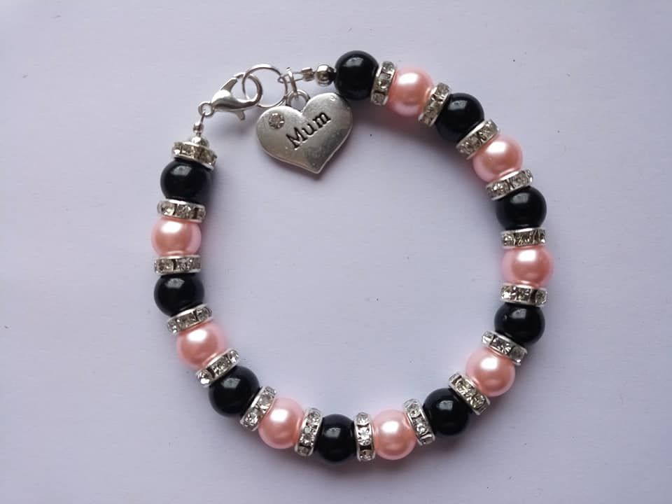 Pink & Black Mum bracelet 