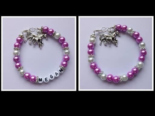 Purple & White Horse & Foal Bracelet 