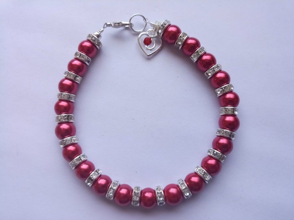 Red Heart Gem Bracelet 