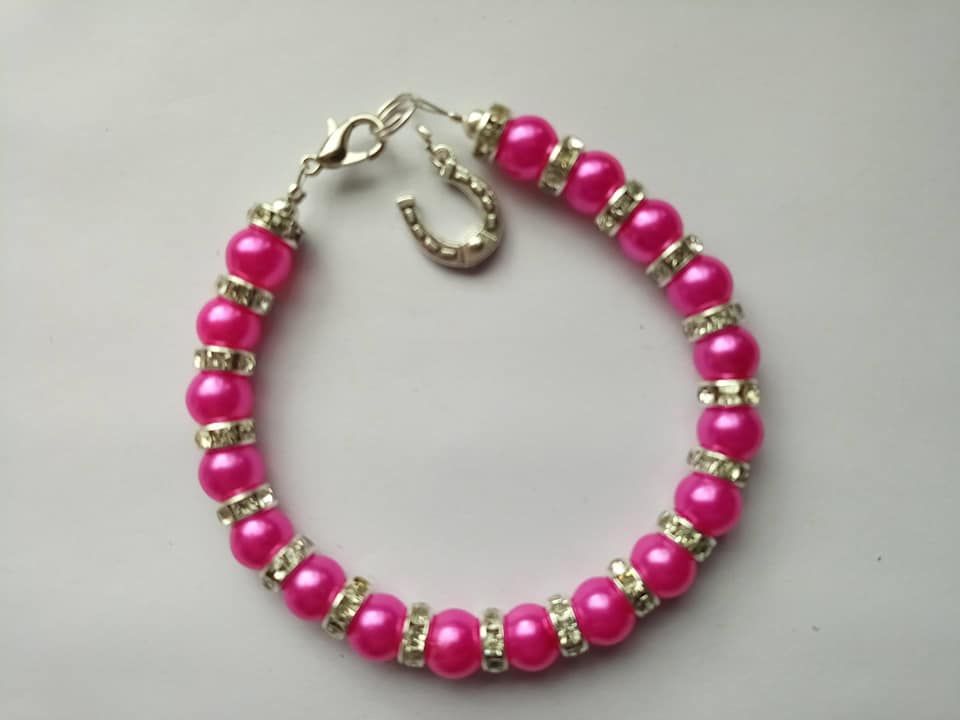 Bright Pink Horseshoe Bracelet