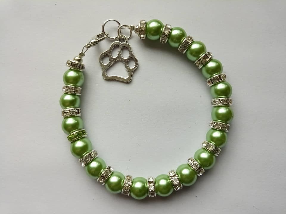 Light Green Dog  Foot Print Bracelet 