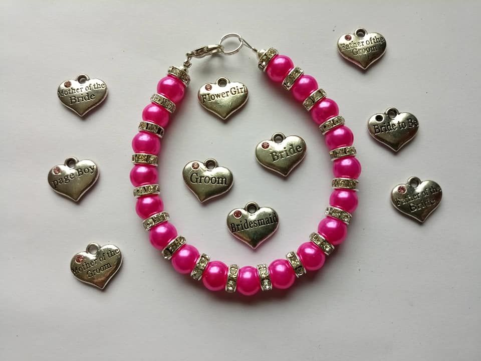 Bright Pink Wedding Bracelet