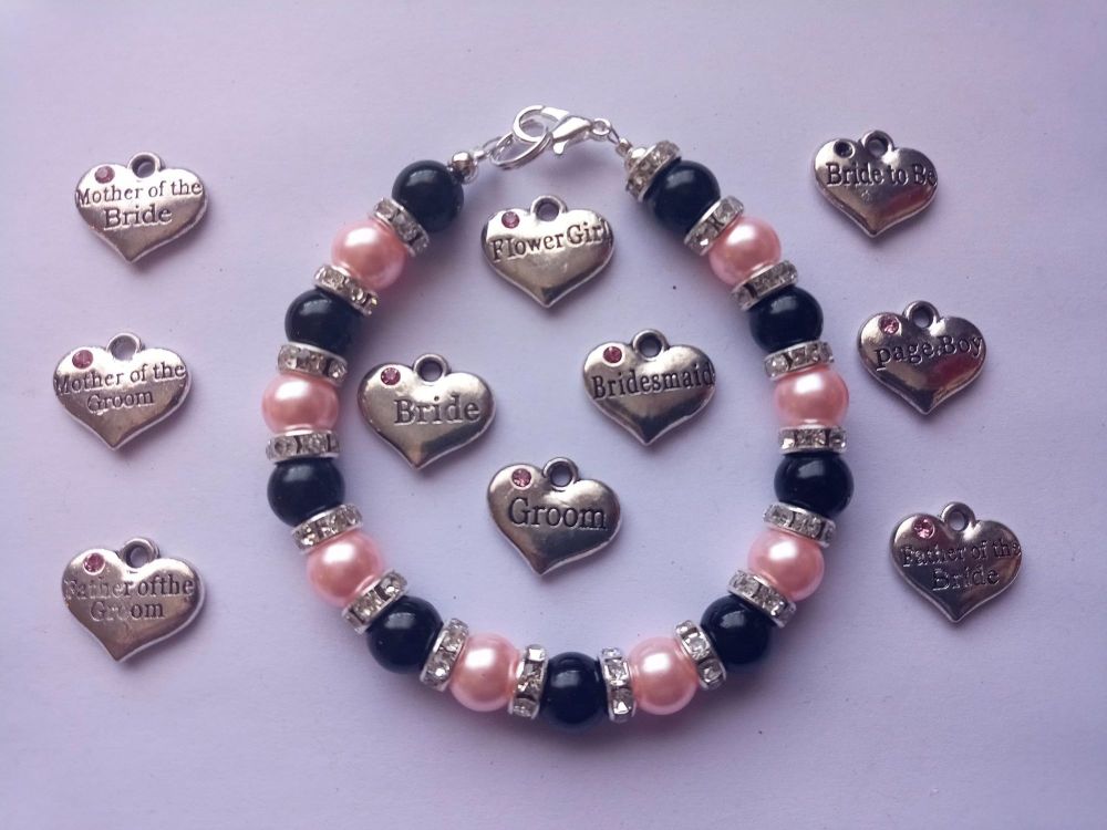 Black & pink Wedding Bracelet 