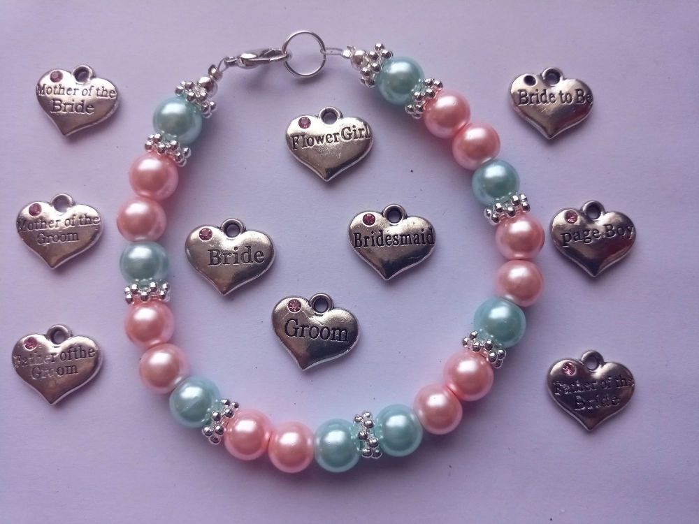 Pink & Blue Wedding Bracelet