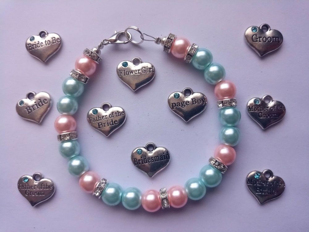 Blue & Pink Wedding Bracelet