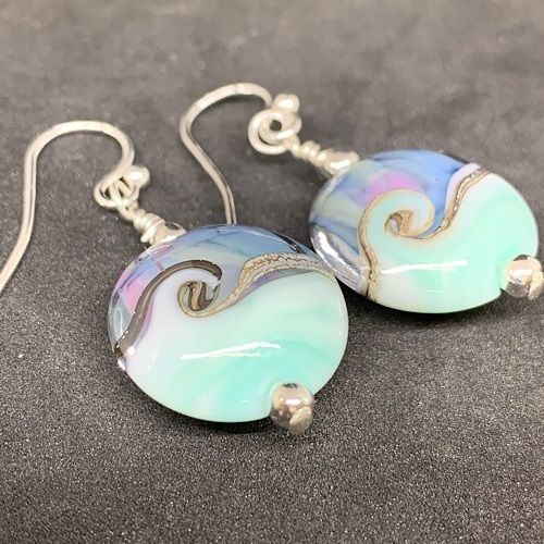Lilac and mint earrings