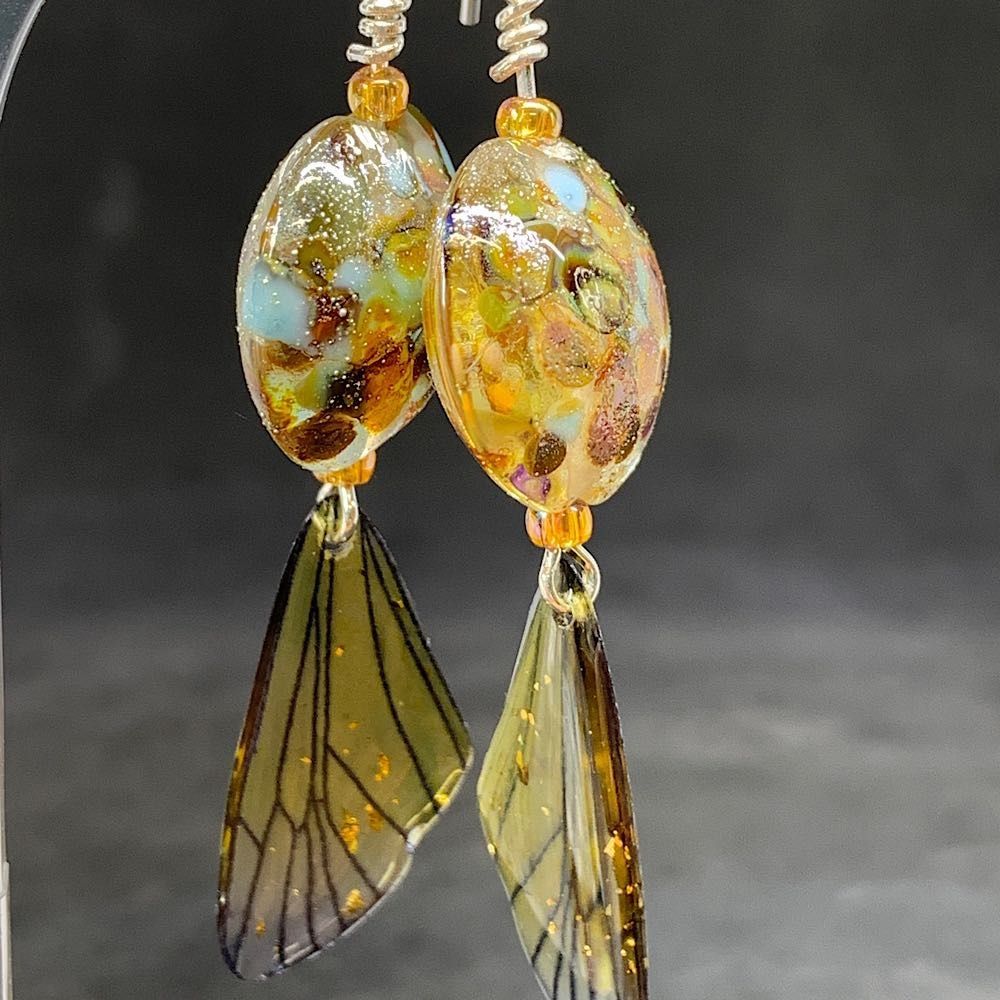 Golden shimmer butterfly earrings