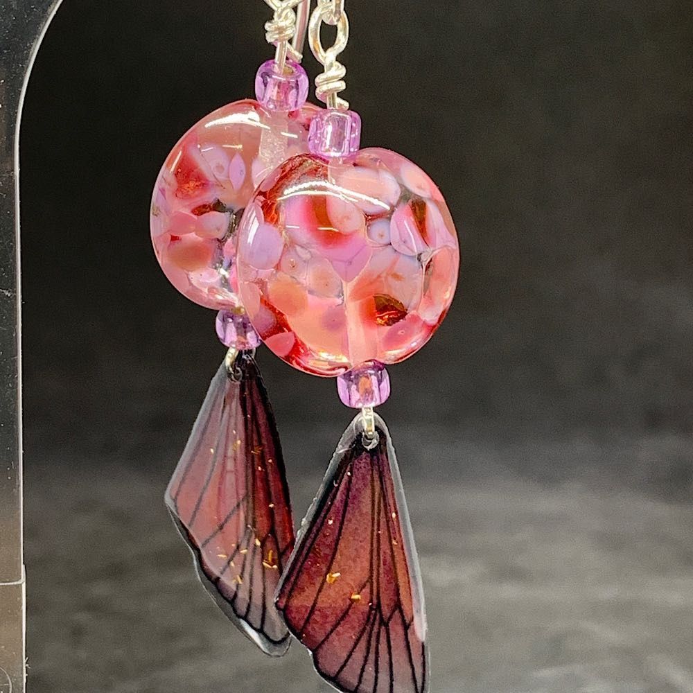 Pink pastels butterfly earrings