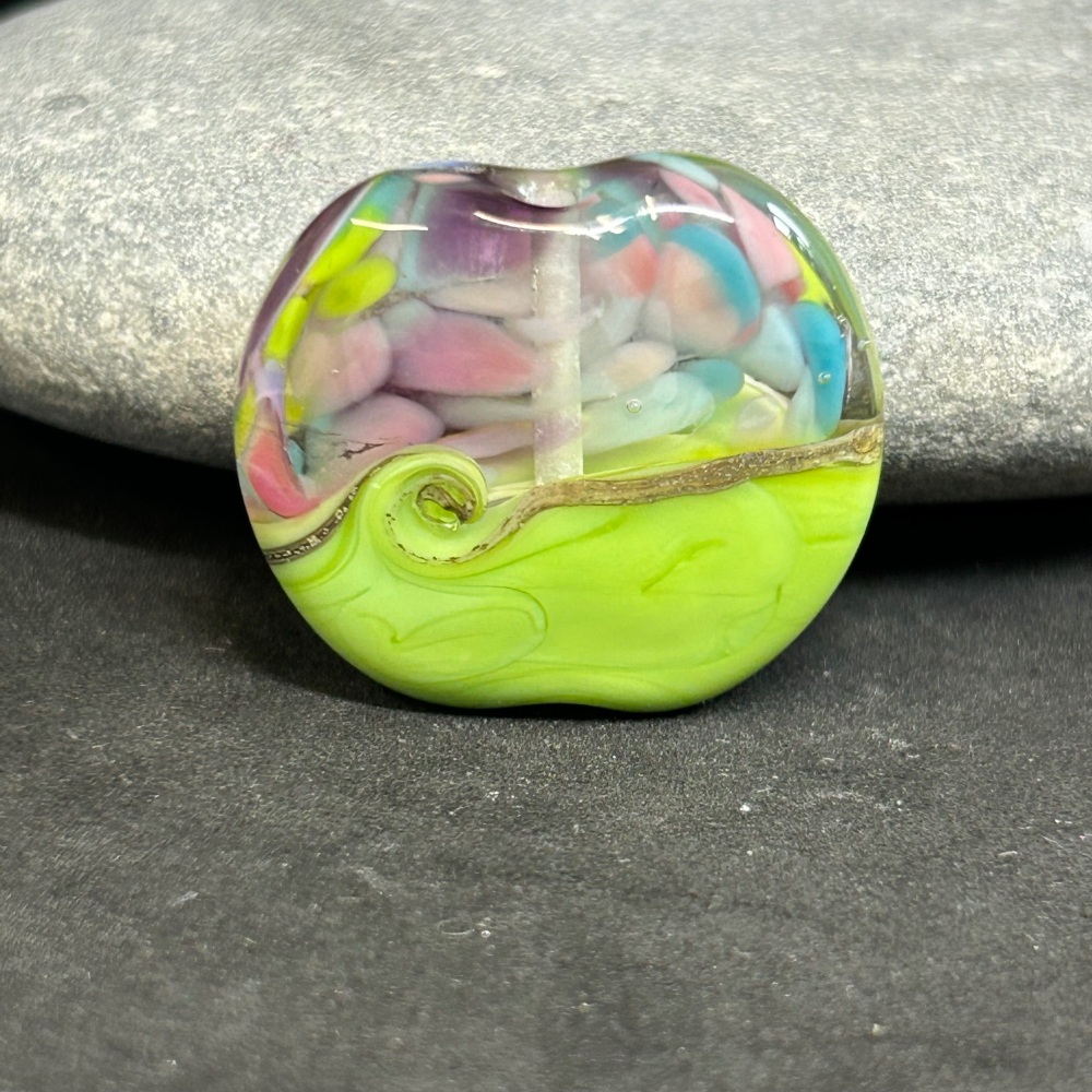 Summer florals with green lentil  focal bead