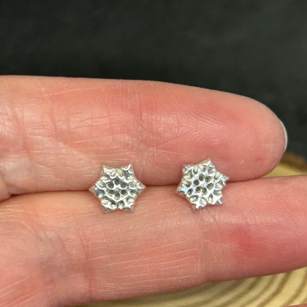 Fine silver fancy snowflake studs