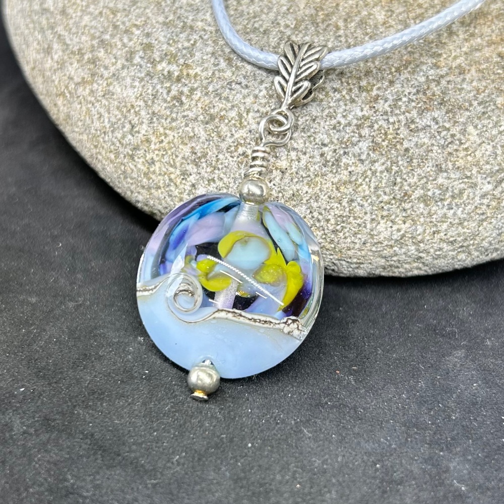 Pastel blue lampwork pendant