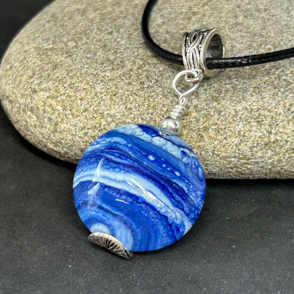 Bluestone lampwork glass pendant