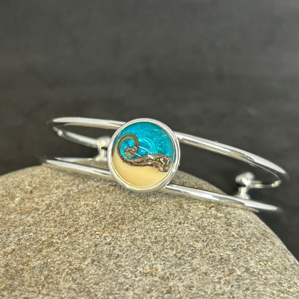 Turquoise wave double bangle