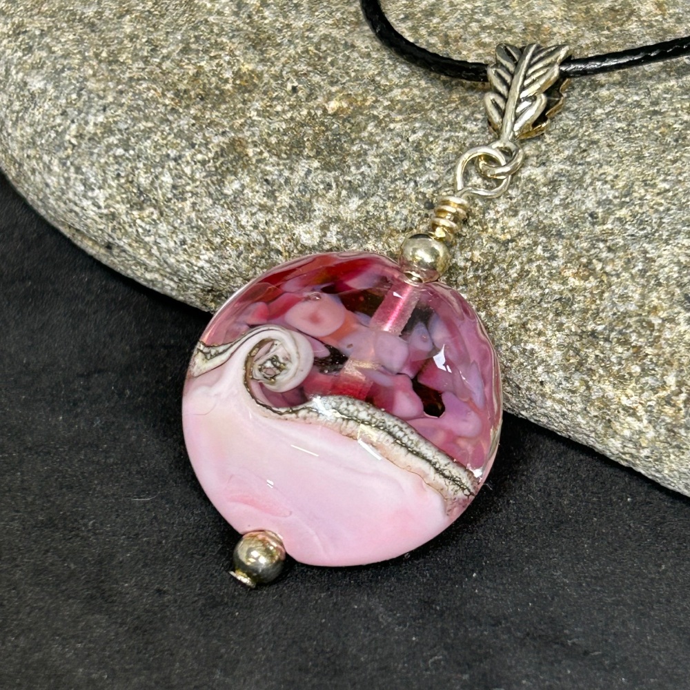 Pastel pink lampwork pendant