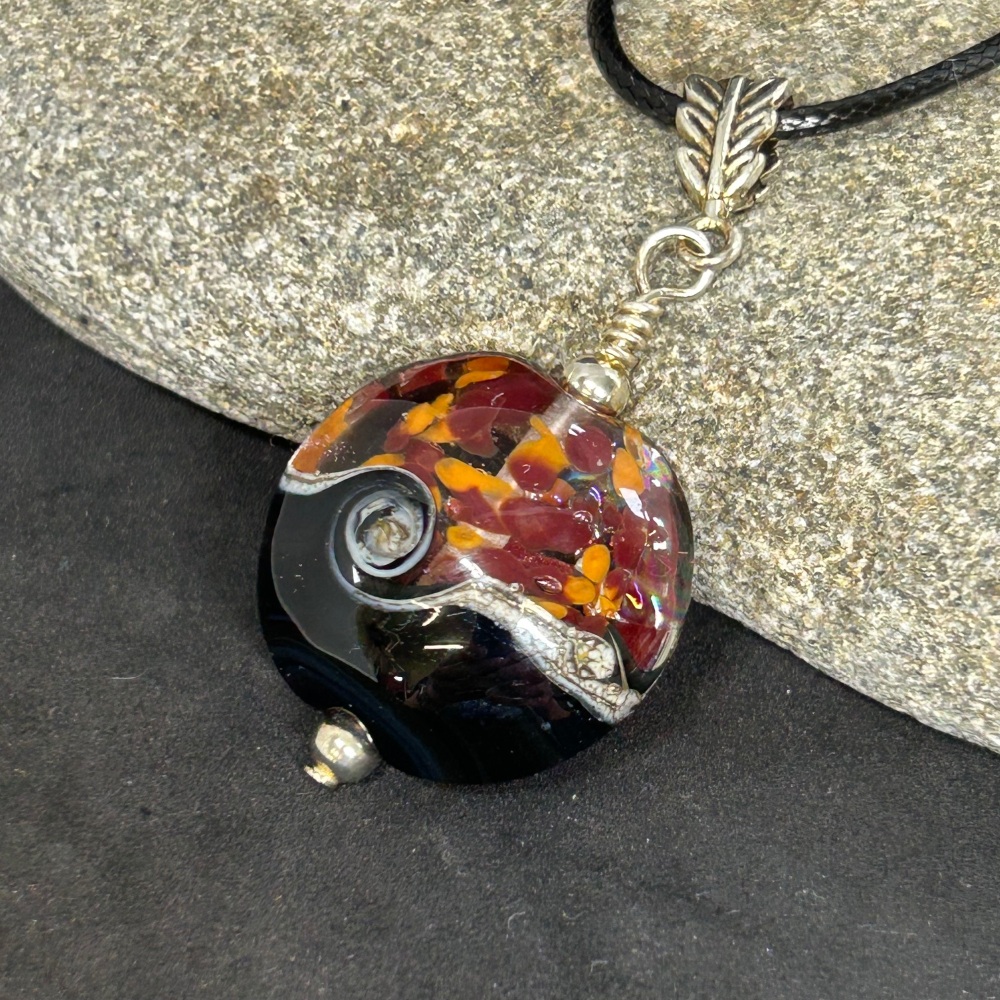 Firecracker lampwork pendant