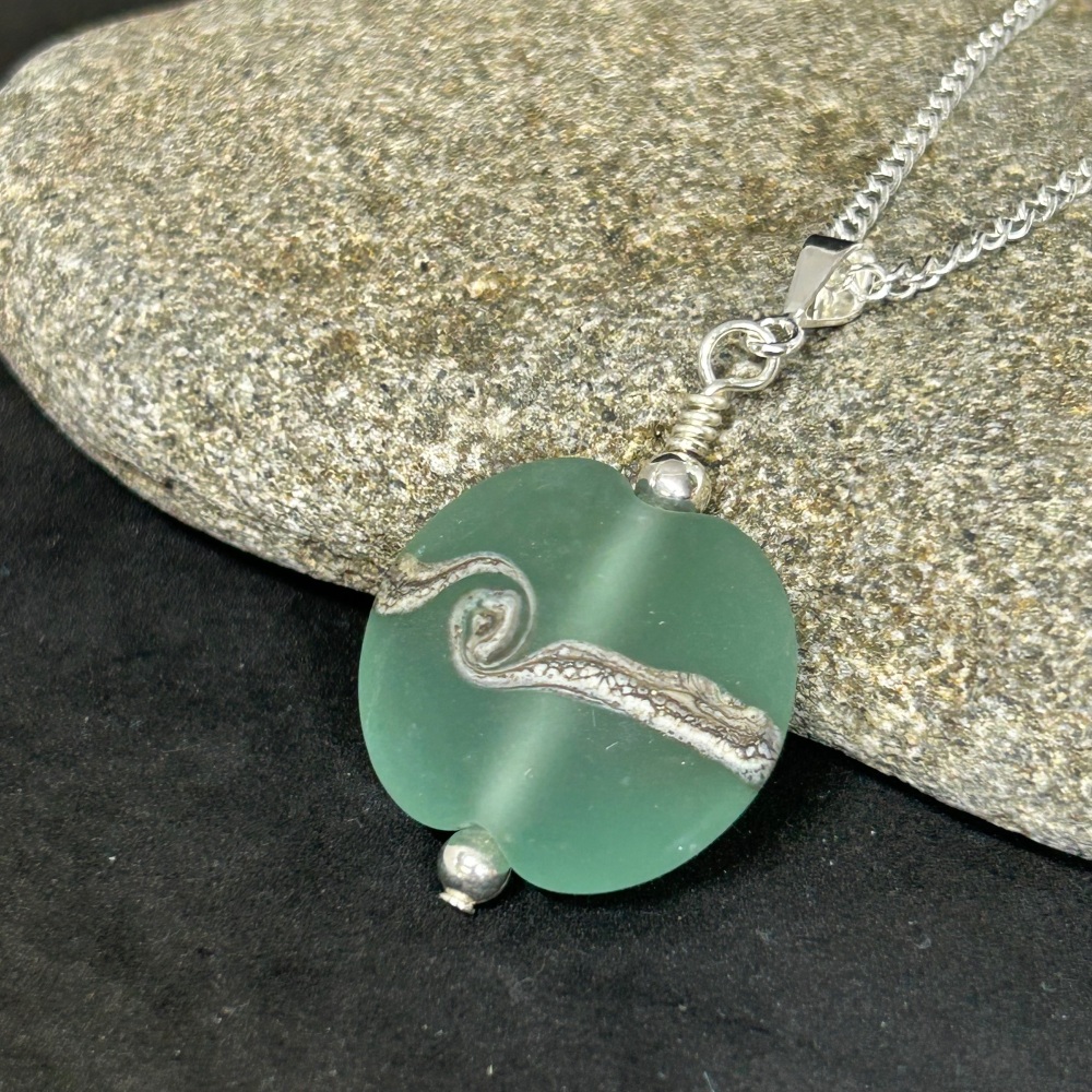 Pure Shores lentil lampwork pendant