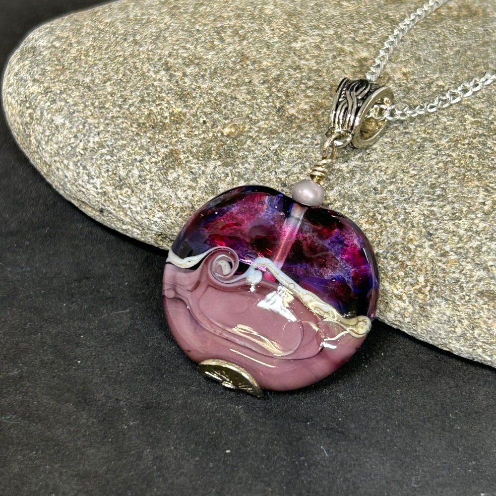 Blackberry jam lampwork pendant