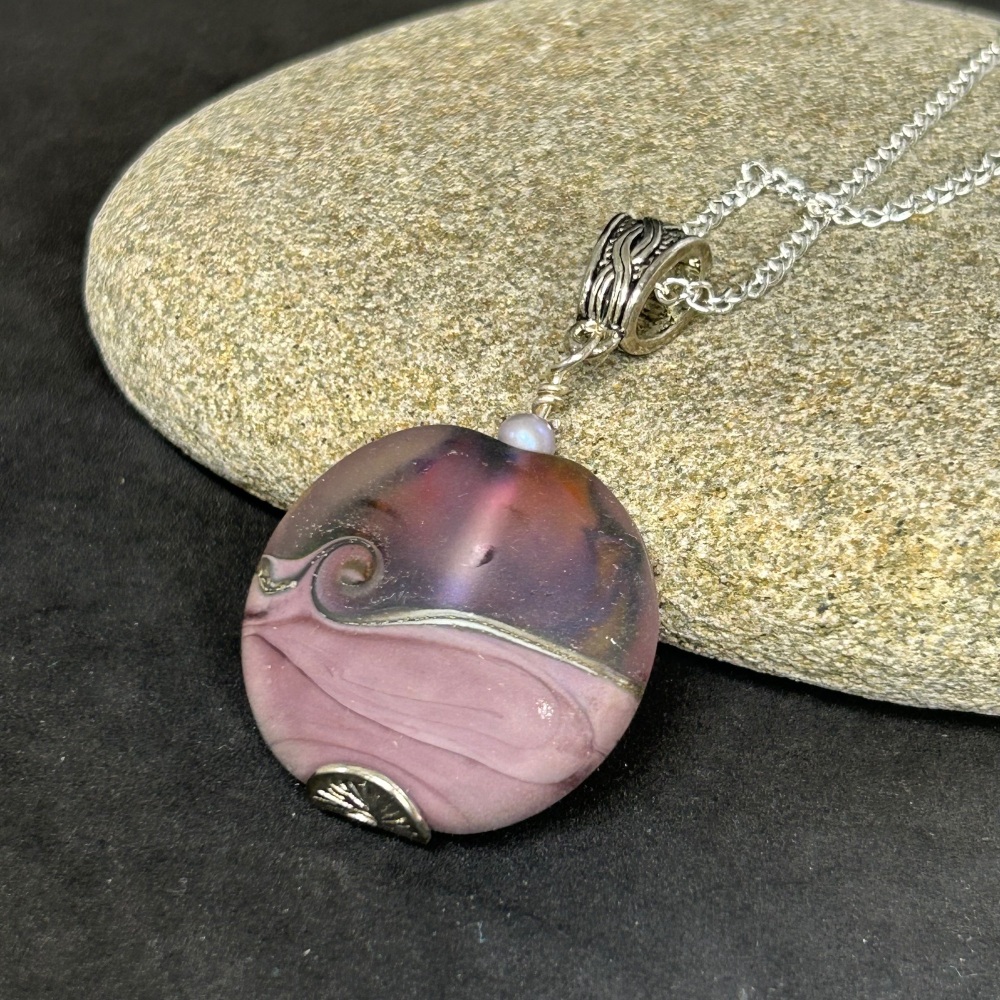 Blackberry crumble lampwork pendant