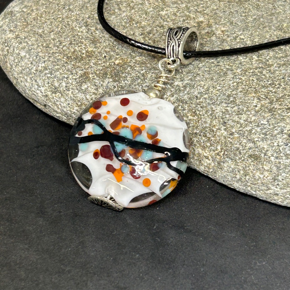 Puffin lampwork pendant